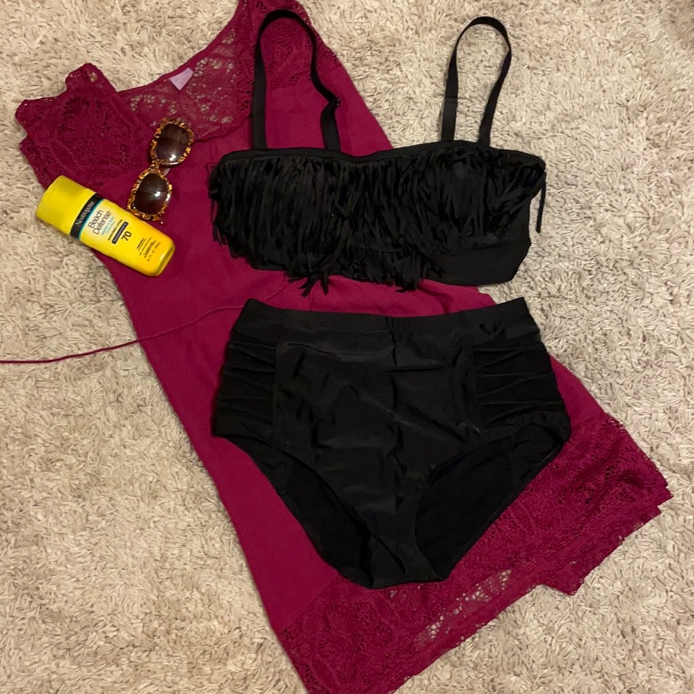 Torrid Black Fringe High Waisted Bikini